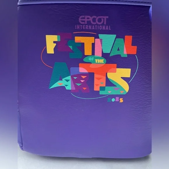 LOUNGEFLY NWT 2025 Figment Disney Epcot Festival of the Arts Mini Backpack Bag - Picture 3 of 7